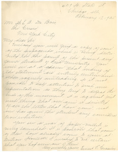 Letter from Ernest F. Grassley to W. E. B. Du Bois