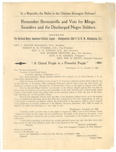 Circular of Petition to Theodore Roosevelt from the National Negro American Political League