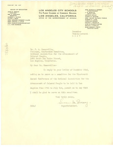 Letter from Susan M. Dorsey to the NAACP Los Angeles branch
