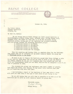 Letter from Paine College to W. E. B. Du Bois