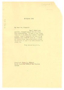 Letter from W. E. B. Du Bois to James E. Shepard