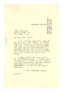 Letter from W. E. B. Du Bois to May Hawes