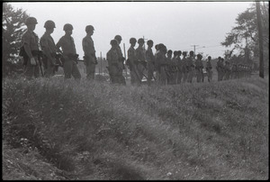 Antiwar demonstration at Fort Dix, N.J.: line of military policeman