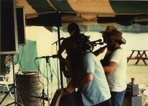 Band, in cowboy hats, playing at the picnic, Pine Beach
