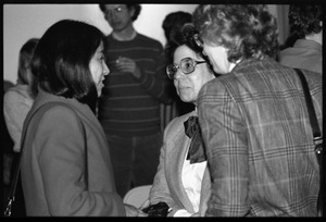 Marysa Navarro (center) mingling at the reception for the 10th anniversary celebrations for Women's Studies at UMass Amherst
