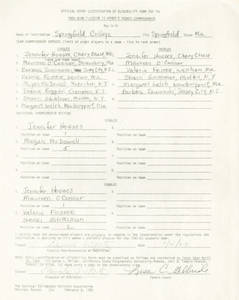 Women's Tennis Entry Form (Feburary 20, 1983)