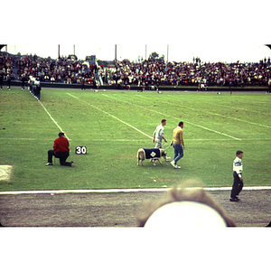 University of Rhode Island ram mascot at football game