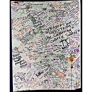 Poster with signatures from The Gathering at Salem (MA) left at the Copley Square Memorial