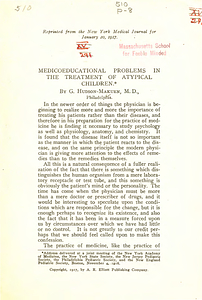 Medicoeducational problems in the treatment of atypical children