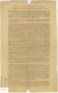 State of Massachusetts-Bay : In the House of Representatives, June 10, 1778. Whereas it appears that our enemies intend to wreak their vengeance upon those unhappy people whose habitations are near their camp, and to that end have made several excursions lately from Rhode Island...