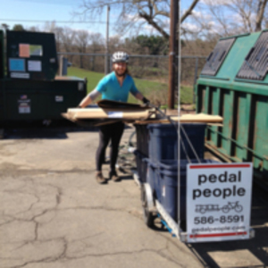Man Recycling with Pedal People