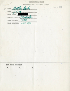 Citywide Coordinating Council daily monitoring report for Charlestown High School by Anthony Banks, 1976 January 6