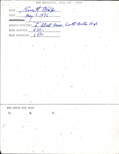 Citywide Coordinating Council daily monitoring report for South Boston High School's L Street Annex by Everett Blake, 1976 May 3