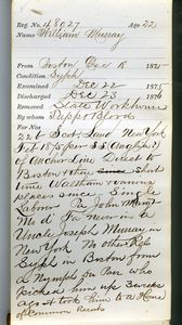 Tewksbury Almshouse Intake Record: Murray, William