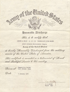 Discharge paper From US Army