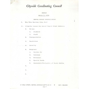 Citywide Coordinating Council agenda, March 1, 1978.