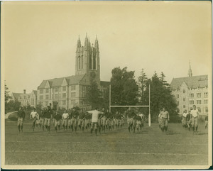Boston College football team, running in place at the first practice, Brighton, Mass., 1925