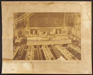 Interior view of Faneuil Hall prior to the Semi-Centennial Dinner given by the occupants of Faneuil Hall Market