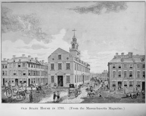 Southwest view of the Old State House as it looked in 1793, Boston, Mass.