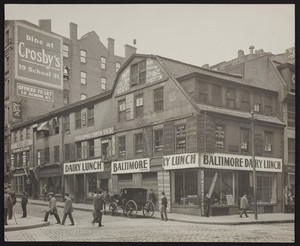 Exterior view of the Old Corner Bookstore, Washington Street, Boston, Mass., 1885-1890