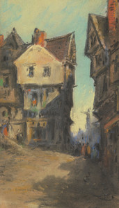 Street scene painting, William Ralph Emerson