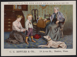 Trade card for The New Home sewing Machine Co., Orange, Mass., undated