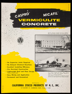 Caspro, Micafil Vermiculite Concrete, manufactured by California Stucco Products of New England, Inc., 169 Waverly Street, Cambridge, Mass.