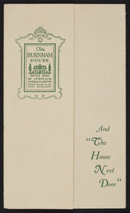 Brochure for The Olde Burnham House and The House Next Door, Linebrook Road, Ipswich, Mass., undated