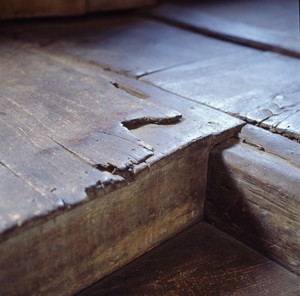 Floorboards, showing wear, Coffin House, Newbury, Mass.