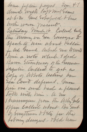 Thomas Lincoln Casey Notebook, February 1889-April 1889, 50, some fifteen pages. Emma + I