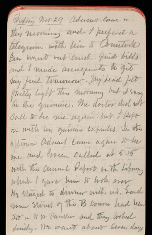 Thomas Lincoln Casey Notebook, November 1889-January 1890, 17, Friday Nov 29