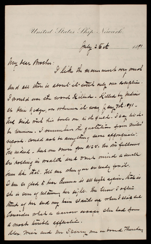 Admiral Silas Casey to Thomas Lincoln Casey, July 26, 1891