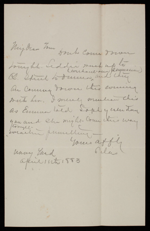 Admiral Silas Casey to Thomas Lincoln Casey, April 11, 1883