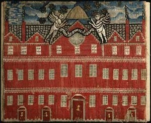Embroidered view of Harvard Hall