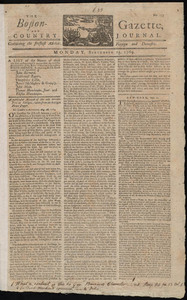 The Boston-Gazette, and Country Journal, 25 September 1769