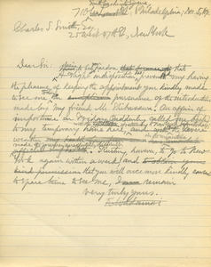 Letter from Benjamin Smith Lyman to Charles S. Smith