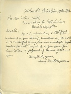 Letter from Benjamin Smith Lyman to William Wells Newell
