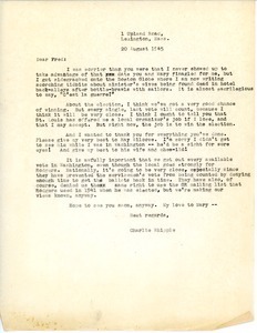 Letter from Charles L. Whipple to 'Fred'