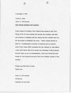 Memorandum from Mark H. McCormack to David A. Rees