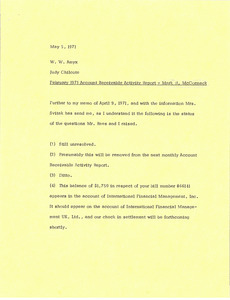 Memorandum from Judy A. Chilcote to W. W. Amyx