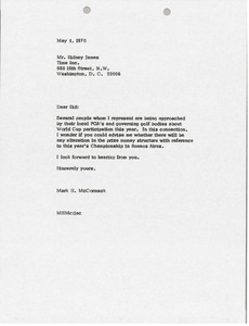 Letter from Mark H. McCormack to Sidney James