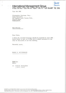 Letter from Mark H. McCormack to Christopher Gorringe