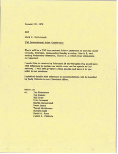 Memorandum from Mark H. McCormack to list