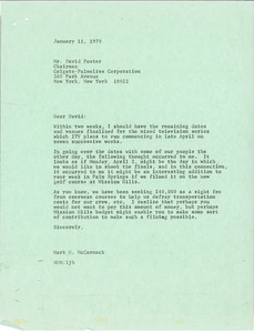 Letter from Mark H. McCormack to David R. Foster