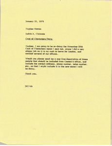 Memorandum from Judy A. Chilcote to Hughes Norton