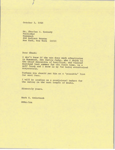 Letter from Mark H. McCormack to Charles J. Kennedy