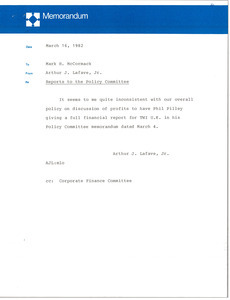 Memorandum from Arthur J. Lafave to Mark H. McCormack