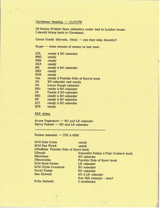 Memorandum concerning a Christmas meeting