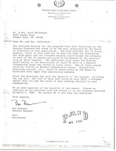 Letter from Bob Branson to Mark H. McCormack