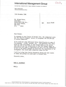 Letter from Mark H. McCormack to Roland Puton